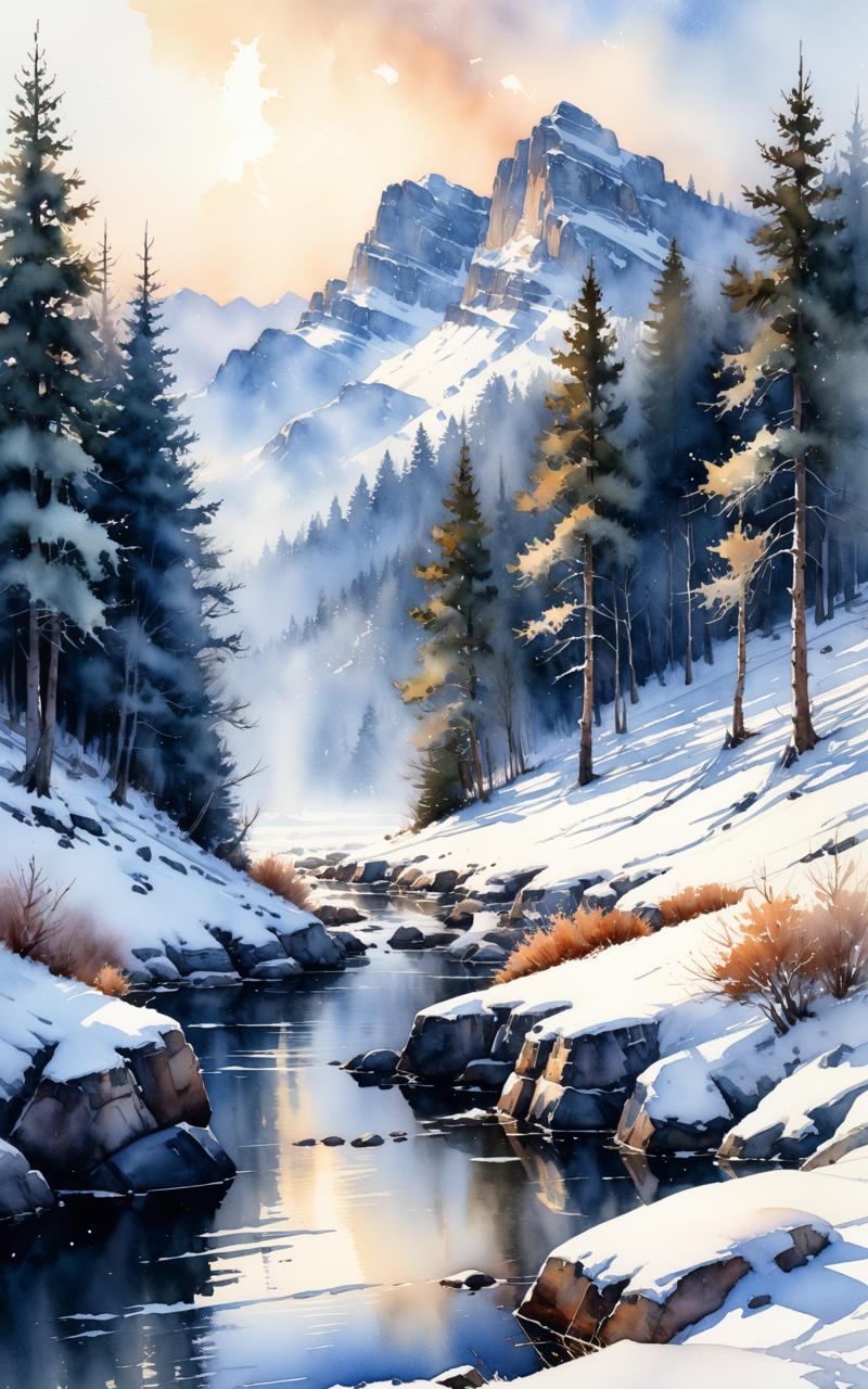 03915-3195689129-Greg Rutkowski inspired watercolor winter landscape, captivates with sharp focus, intricate details, capturing a serene winter m.png